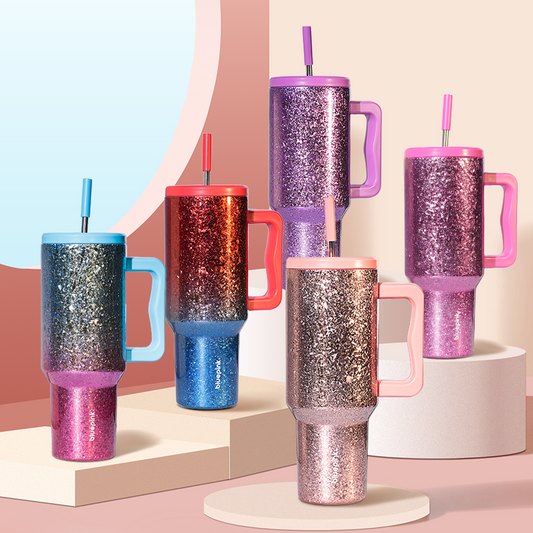 Bluepink 40OZ Stainless Water Tumbler with-New Year limited edition tumbler mom cup-kids tumber Christmas gifts