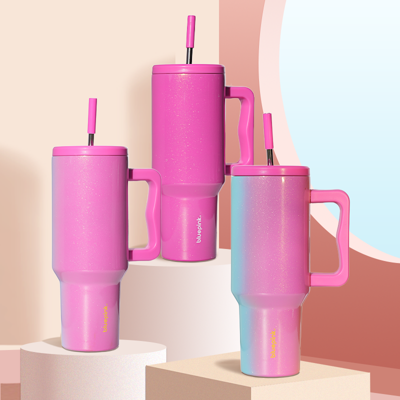 Bluepink 40OZ Stainless Water Tumbler with-New Year limited edition tumbler mom cup-kids tumber Christmas gifts
